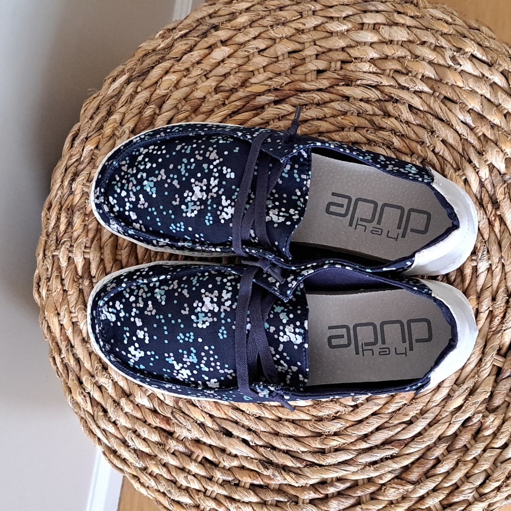 Hey Dude Womens Wendy Navy‎ Print Canvas Athleisure/Casual Loafers 7 - Picture 6 of 9